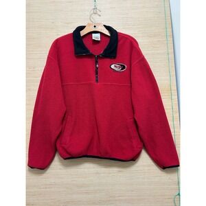Hard Rock Cafe Red Fleece Pullover Sweatshirt Small